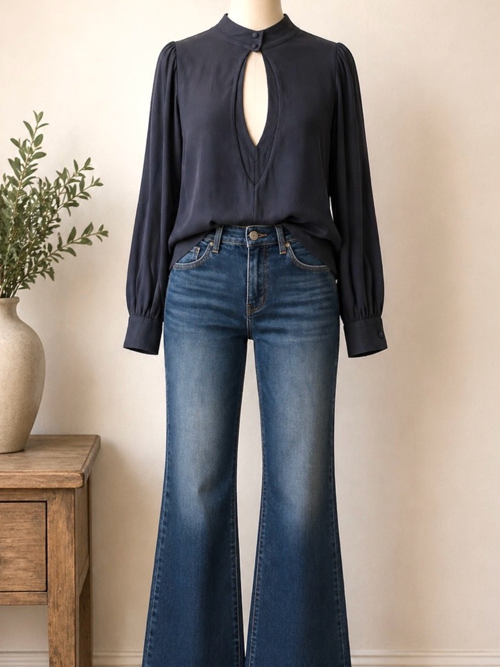 Flynn Skye Leah Black High Neck Long Sleeve Top